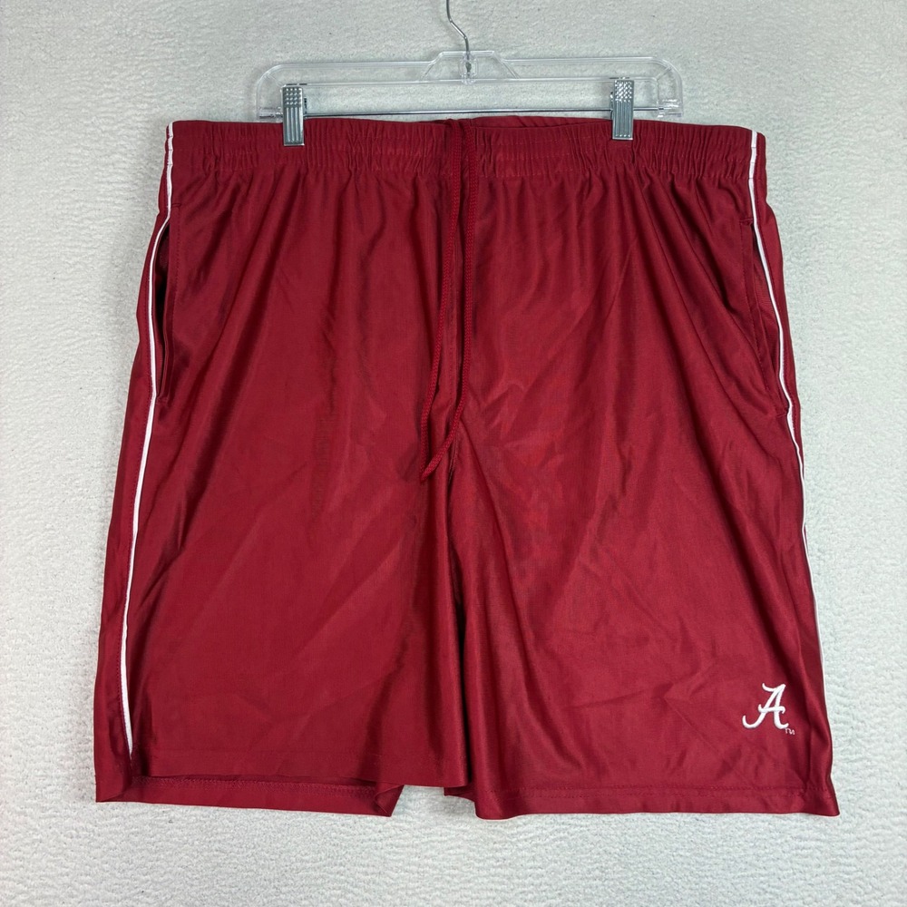Y2K Alabama Crimson Tide Baggy Basketball Shorts Men XL Red Silky Dazzle Shiny